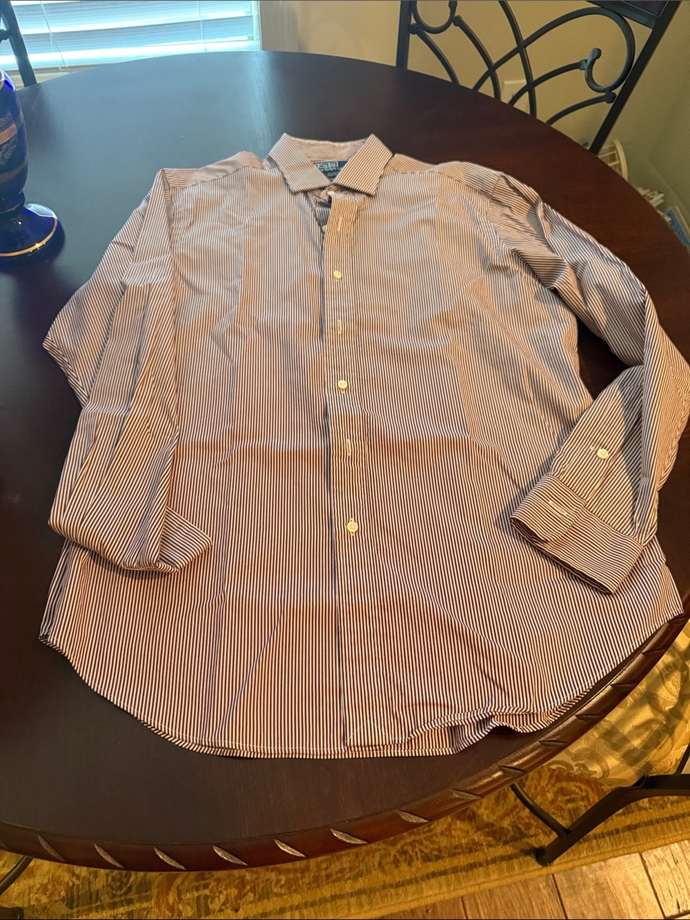 Polo by Ralph Lauren Men's dk red/white stripe estate classic fit Button-Down-LG